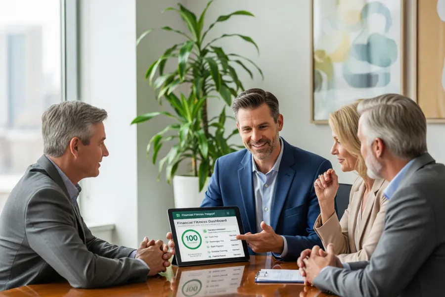 Financial advisor meeting with clients